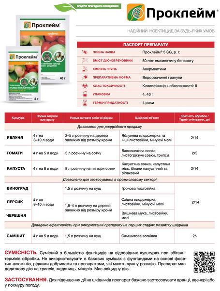 Инсектицид Проклейм 40 г, Syngenta фото