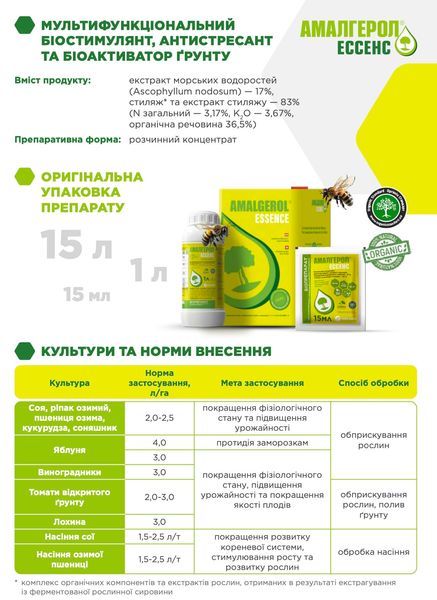 Биостимулянт растений Амалгерол Эссенс 15 л, Sumi Agro фото