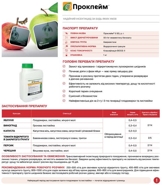 Інсектицид Проклейм 1 кг, емамектин бензоат, Syngenta фото