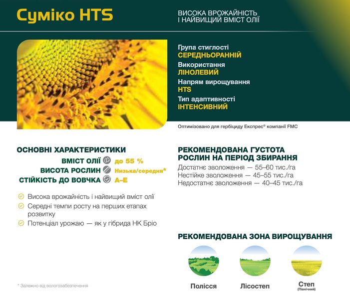 Насіння соняшника Суміко HTS Syngenta під гранстар фото