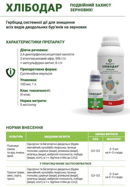 Гербіцид Хлібодар 1л ProtectOn фото